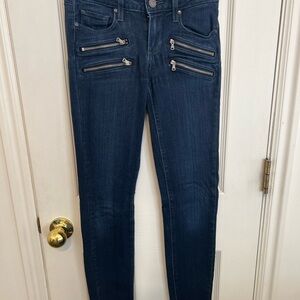 Women's Blue Skinny Jeans with Zipper Details